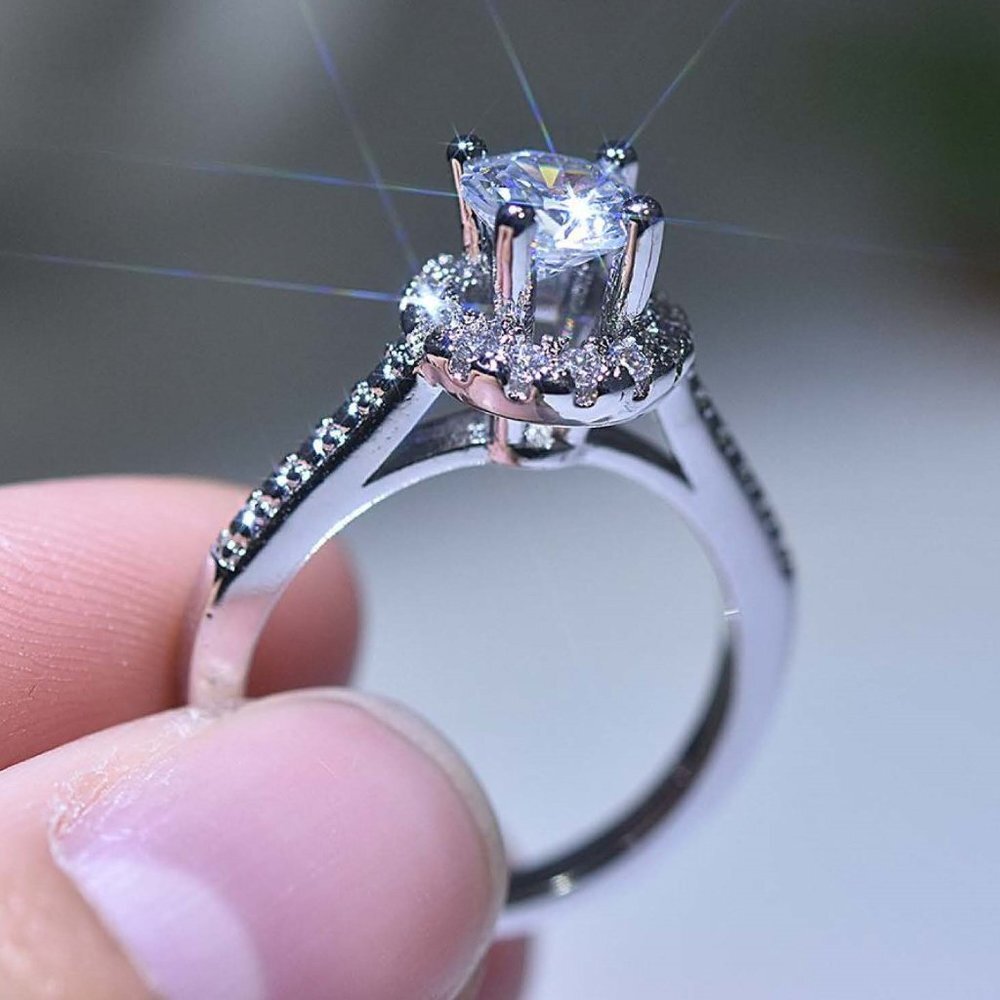 Teresa Engagement Ring - 925 Silver - 1K brilliant White CZ Center Stone